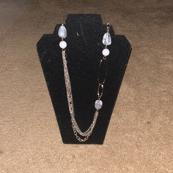 Grey Beaded Chain Necklace - Picture 2 of 4